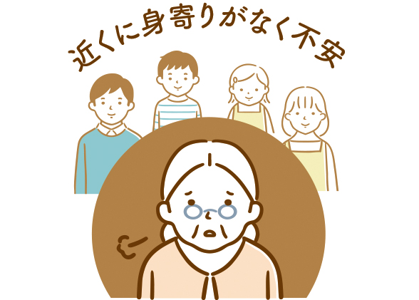 近くに身寄りがなく不安